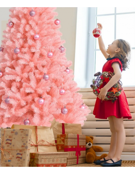 kunstigt juletræ 180 cm plastik grønt julepynt pink lyserød kunstigt juletræ 180 cm plastik grønt julepynt pink lyserød