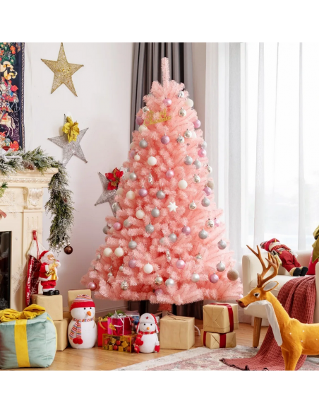 kunstigt juletræ 180 cm plastik grønt julepynt pink lyserød kunstigt juletræ 180 cm plastik grønt julepynt pink lyserød