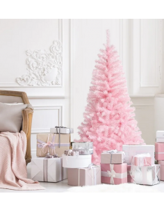 kunstigt juletræ 150 cm plastik grønt julepynt pink lyserød 2