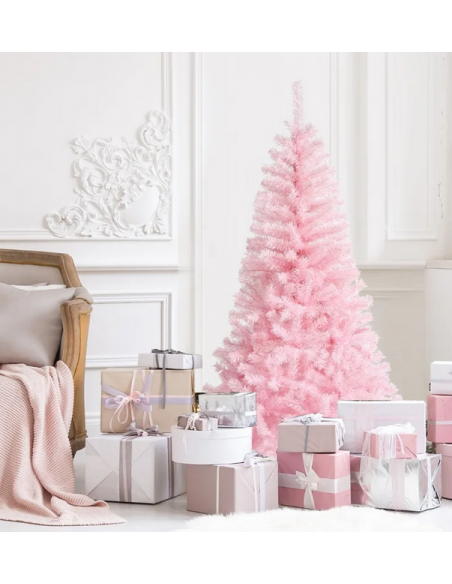 kunstigt juletræ 150 cm plastik grønt julepynt pink lyserød kunstigt juletræ 150 cm plastik grønt julepynt pink lyserød