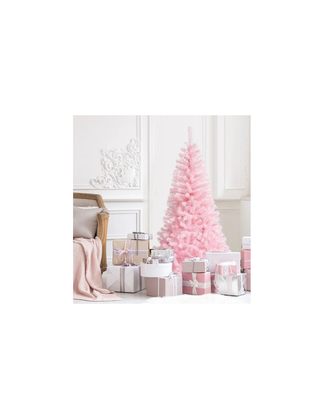 kunstigt juletræ 150 cm plastik grønt julepynt pink lyserød kunstigt juletræ 150 cm plastik grønt julepynt pink lyserød