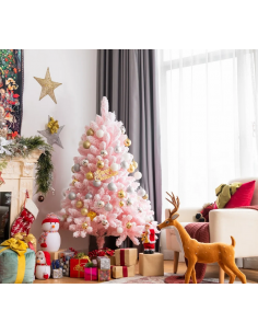 kunstigt juletræ 150 cm plastik grønt julepynt pink lyserød 2