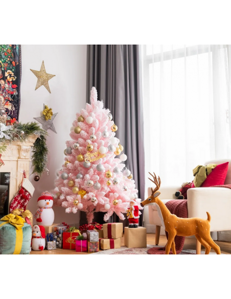 kunstigt juletræ 150 cm plastik grønt julepynt pink lyserød kunstigt juletræ 150 cm plastik grønt julepynt pink lyserød