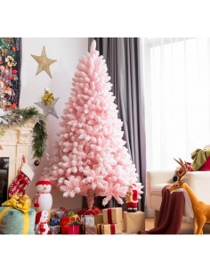 kunstigt juletræ 180 cm plastik grønt julepynt pink lyserød 2