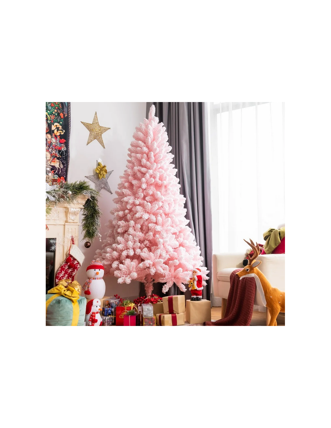 kunstigt juletræ 180 cm plastik grønt julepynt pink lyserød kunstigt juletræ 180 cm plastik grønt julepynt pink lyserød