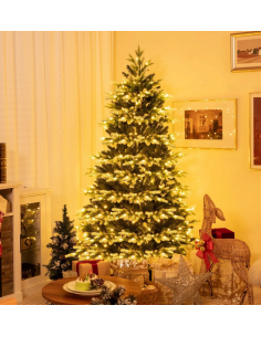 kunstigt juletræ 180 cm plastik grønt julepynt sne led lys fjernbetjening betjening fjernbetjent 2