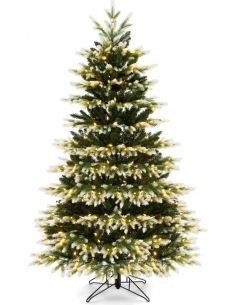 kunstigt juletræ 180 cm plastik grønt julepynt sne led lys fjernbetjening betjening fjernbetjent