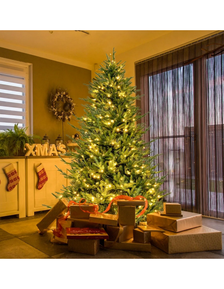 kunstigt juletræ 180 cm plastik grønt julepynt sne led lys kunstigt juletræ 180 cm plastik grønt julepynt sne led lys