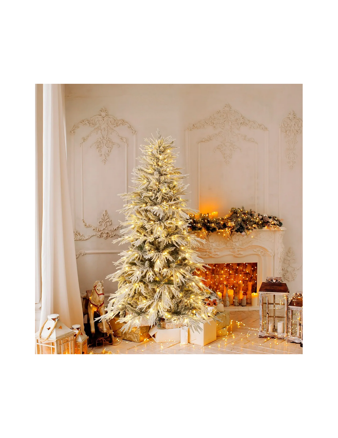 kunstigt juletræ 180 cm plastik grønt julepynt sne led lys kunstigt juletræ 180 cm plastik grønt julepynt sne led lys