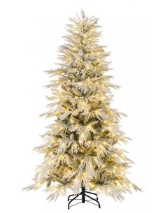 kunstigt juletræ 180 cm plastik grønt julepynt sne led lys