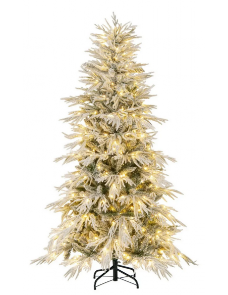 kunstigt juletræ 180 cm plastik grønt julepynt sne led lys kunstigt juletræ 180 cm plastik grønt julepynt sne led lys