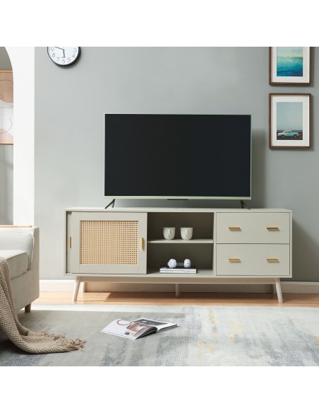 tvbord med opbevaring træ opbevaring stuemøbler beige skænk sideboard