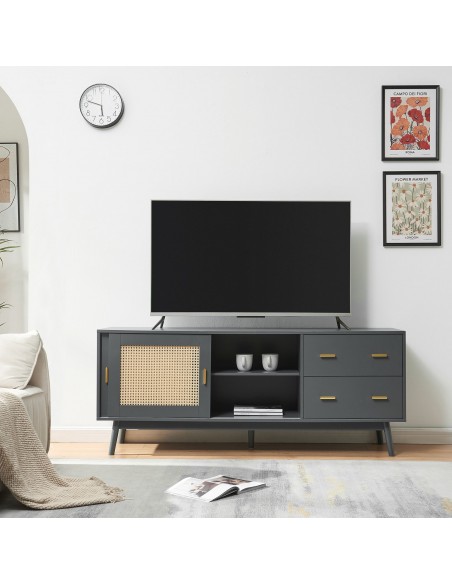 tvbord med opbevaring træ opbevaring stuemøbler grå skænk sideboard