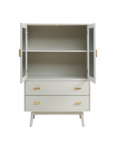 lavt vitrineskab vitrine beige træ skænk 2