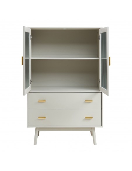 lavt vitrineskab vitrine beige træ skænk