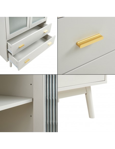 lavt vitrineskab vitrine beige træ skænk