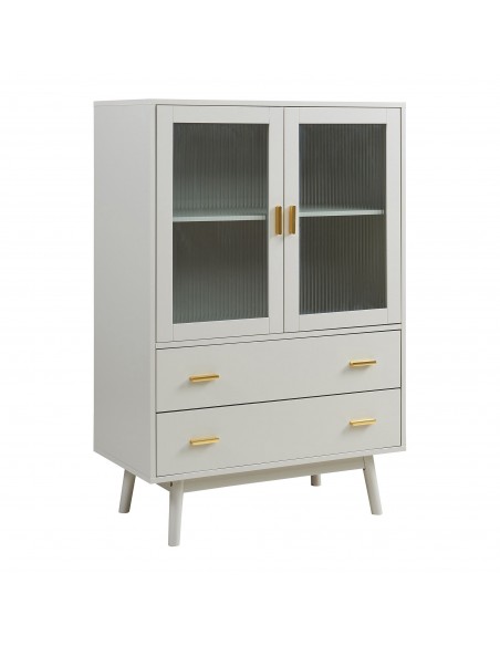 lavt vitrineskab vitrine beige træ skænk