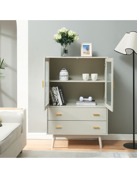 lavt vitrineskab vitrine beige træ skænk