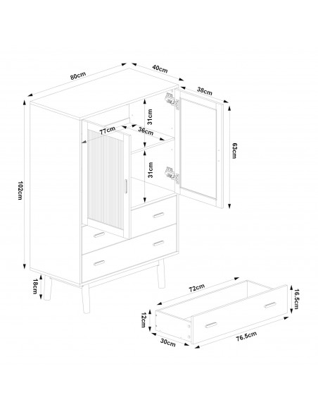 lavt vitrineskab vitrine grå træ skænk