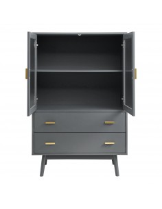 lavt vitrineskab vitrine grå træ skænk 2