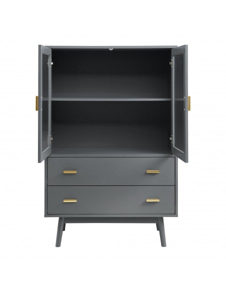 lavt vitrineskab vitrine grå træ skænk