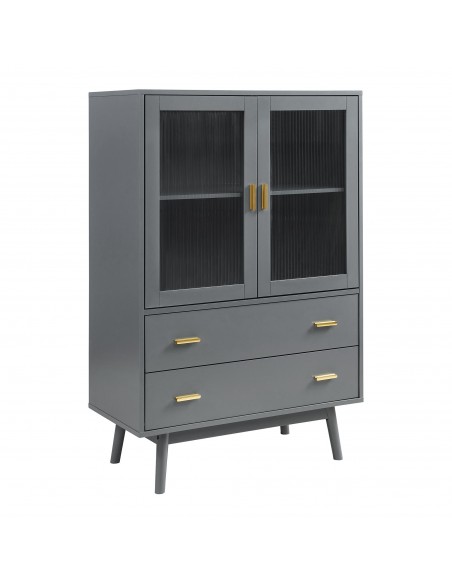 lavt vitrineskab vitrine grå træ skænk