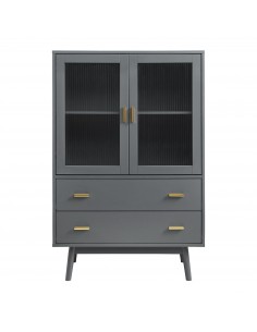 lavt vitrineskab vitrine grå træ skænk