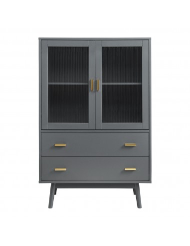 lavt vitrineskab vitrine grå træ skænk