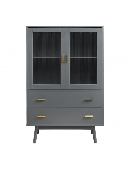 lavt vitrineskab vitrine grå træ skænk