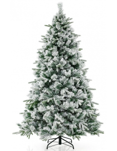 kunstigt juletræ 210 cm plastik grønt julepynt sne led lys 2