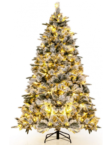 kunstigt juletræ 210 cm plastik grønt julepynt sne led lys kunstigt juletræ 210 cm plastik grønt julepynt sne led lys