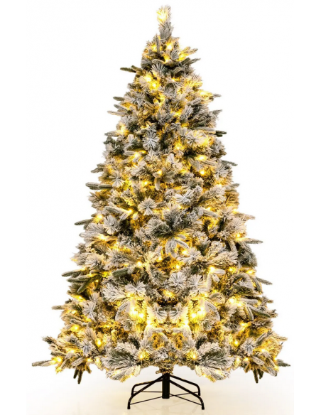 kunstigt juletræ 210 cm plastik grønt julepynt sne led lys kunstigt juletræ 210 cm plastik grønt julepynt sne led lys