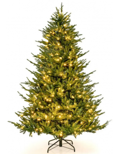 kunstigt juletræ 210 cm plastik grønt julepynt sne led lys