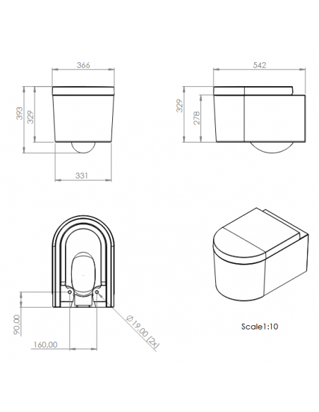 Woodio block væghængt toilet bæredygtigt træ