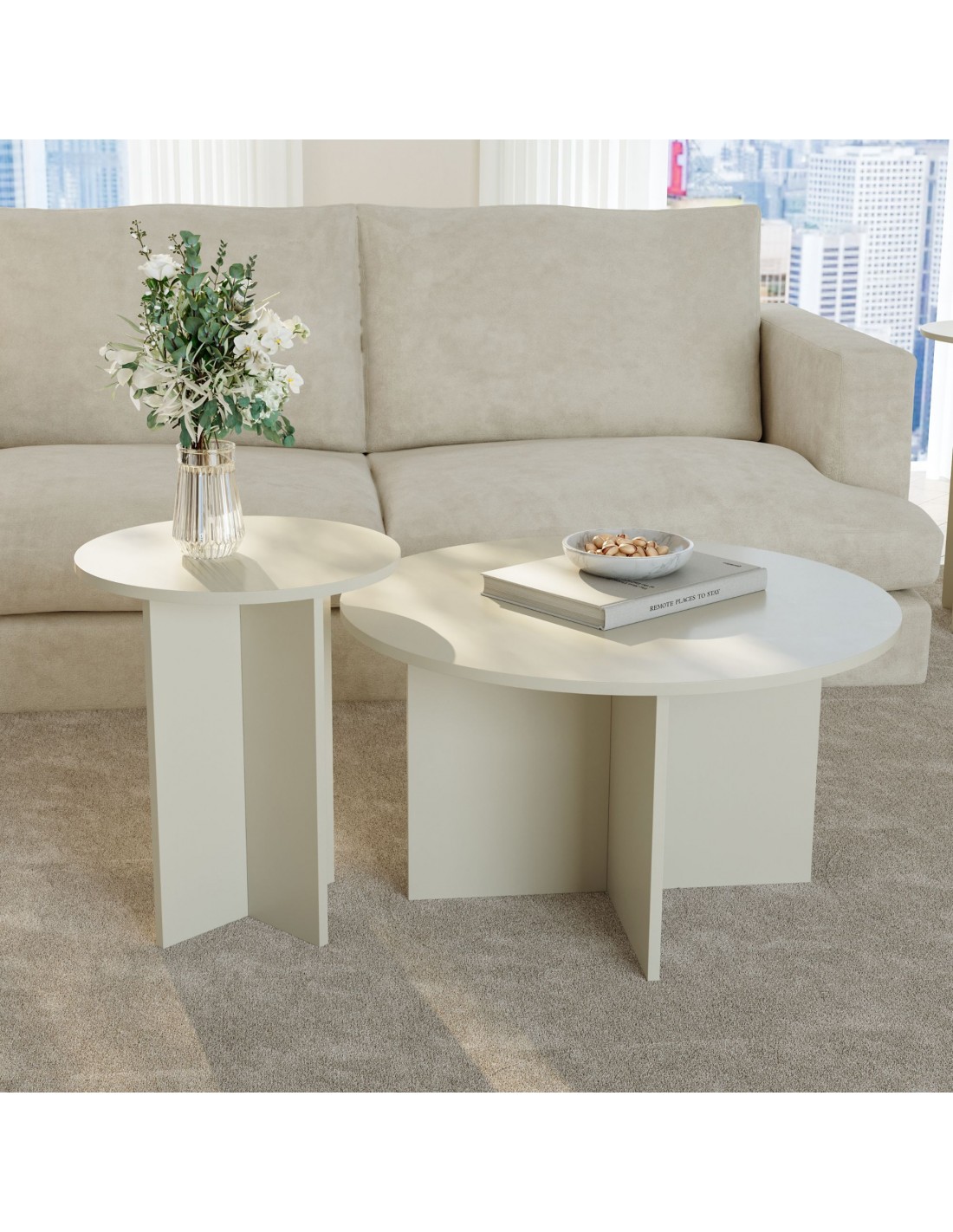 sofabord sidebord stuemøbler rundt moderne design beige sofabord sidebord stuemøbler rundt moderne design beige