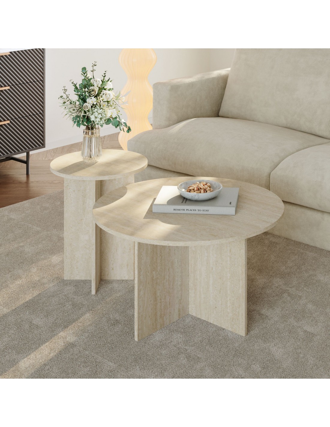 sofabord sidebord stuemøbler rundt moderne design travertin sten marmor sofabord sidebord stuemøbler rundt moderne design travertin sten marmor