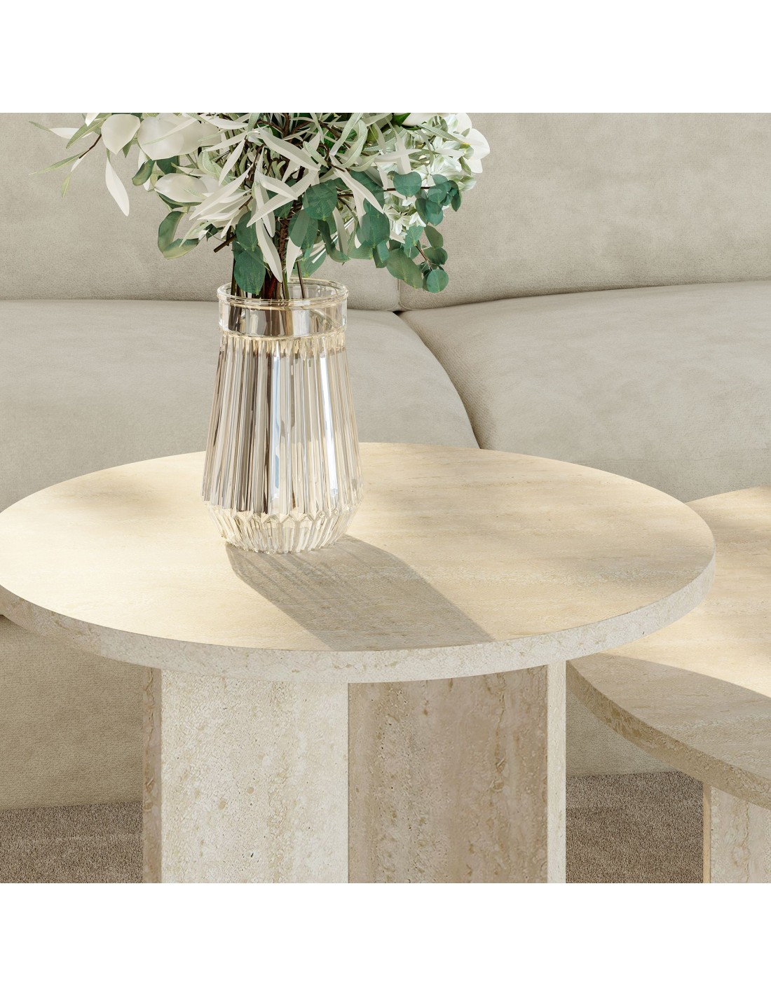 sofabord sidebord stuemøbler rundt moderne design travertin sten marmor sofabord sidebord stuemøbler rundt moderne design travertin sten marmor