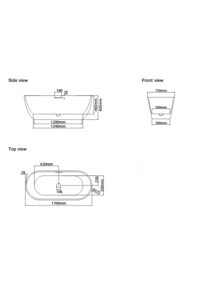 fritstående badekar 170