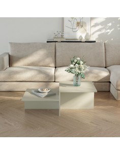 sofabord sidebord stuemøbler rundt moderne design beige 2