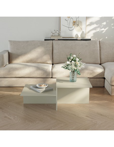 sofabord sidebord stuemøbler rundt moderne design beige