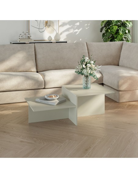 sofabord sidebord stuemøbler rundt moderne design beige