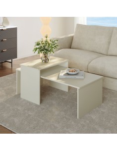 sofabord sidebord stuemøbler indskudsborde moderne design beige 2