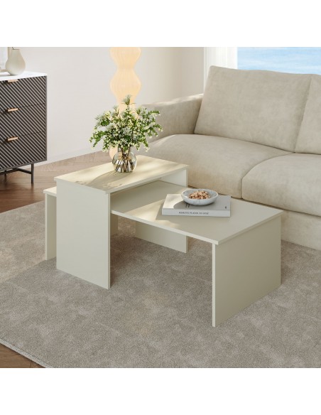 sofabord sidebord stuemøbler indskudsborde moderne design beige