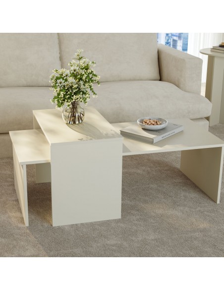 sofabord sidebord stuemøbler indskudsborde moderne design beige