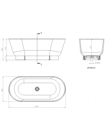 fritstående badekar 160 woodio træ farvet