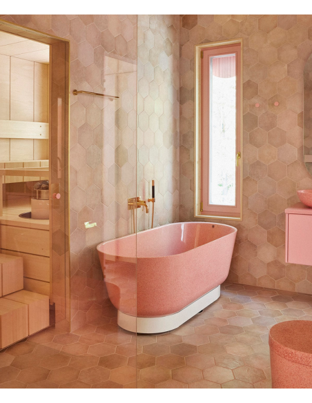 fritstående badekar 160 woodio træ farvet