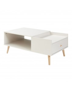 sofabord sidebord stuemøbler moderne design opbevaring skuffe hylde træ hvid