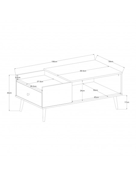 sofabord sidebord stuemøbler moderne design opbevaring skuffe hylde træ hvid