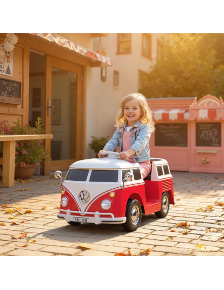 traktor elbil bil elektrisk børn udendørs legetøj udeleg indendørs vw bus retro