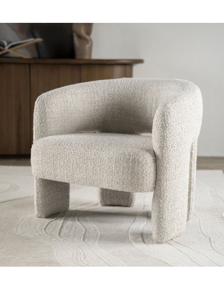 lænestol moderne boucle stof beige